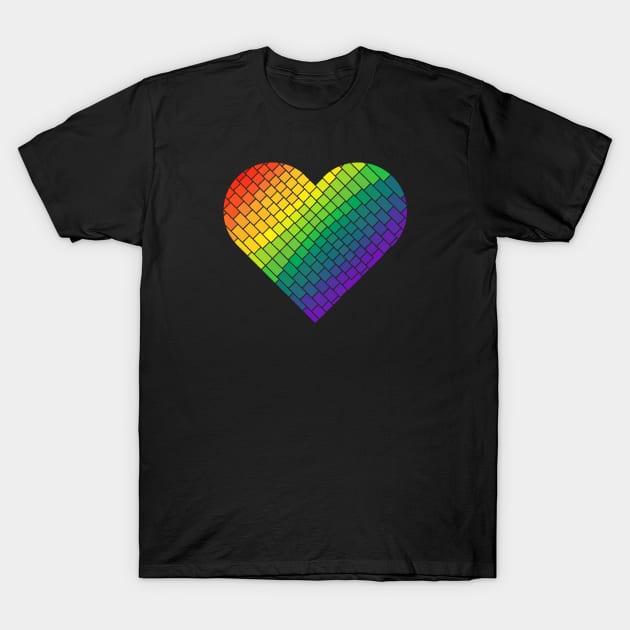 Tiled Rainbow Gay Pride Heart T-Shirt by Muzehack